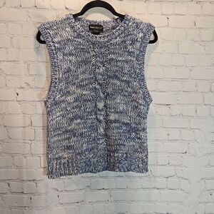 Joan Harper knit blue and white sweater vest size M